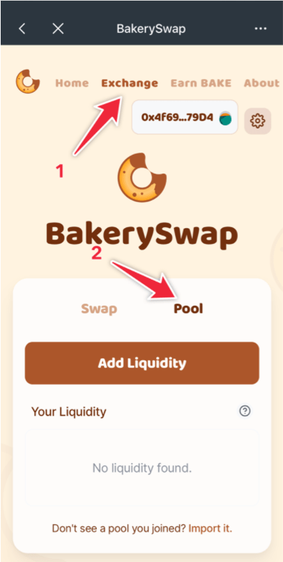 Шаг 2: Добавьте ликвидность в пул BakerySwap